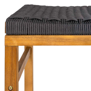 Armand 25.6" Modern Coastal Backless Acacia Wood Outdoor Counter Stool with Woven Rope Seat